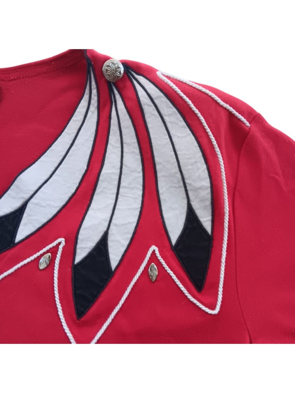 Medium Vintage Top 1980's 1849 Authentic Ranchwear Red Western Shirt Feathers